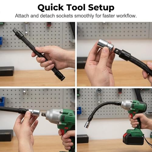 360 Miracle Tool Extension,1/2 Flexible Socket Extension Bar Set Bendable Impact Wrench,Universal Flexible Connecting Rod Tool,Conquer Tight Spaces in Seconds,For Automotive,DIY Projects (Black,3Mix) - color: Black, size: 3Mix