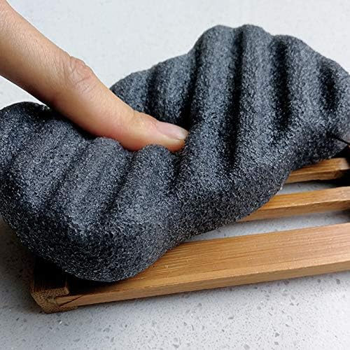 Konjac Body Sponge Set of 4 Bamboo Charcoal Body Facial Sponge Exfoliator Sponge Exfoliating Facial Cleansing for Men Women (4 Pack)