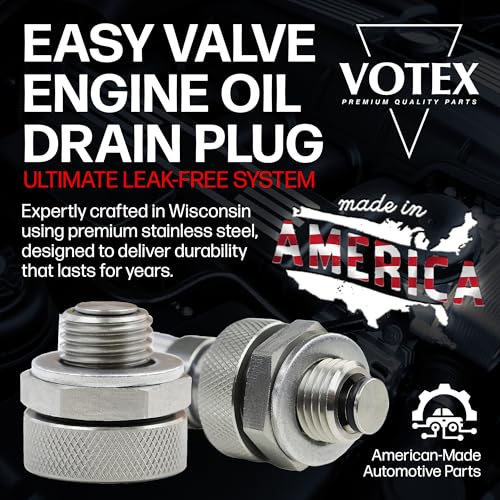 Votex - Made in USA - 1/2 X 20 Quick Easy Valve Oil Drain Plug fits Buick, Cadillac, Chevrolet, Chrysler, Dodge, Ford, GMC, Jeep, Oldsmobile, Plymouth, Pontiac - Stainless Steel- Part Number SMQDP004 - size: 1/2X20" Valve Drain Plug