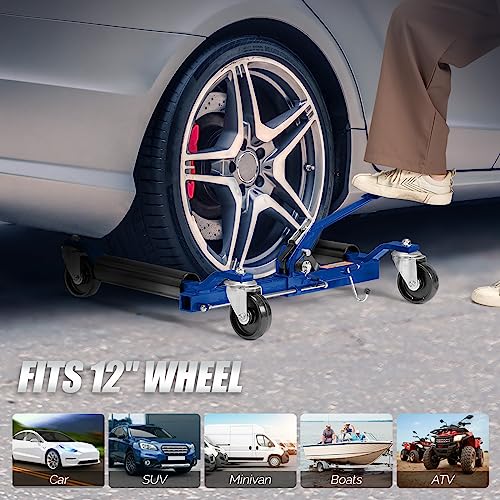 TUFFIOM Car Wheel Dolly Jack Set of 2, Mechanical 1500-lbs Car Skates, 12'' Wheel Vehicle Positioning Jack, Heavy Duty Rollers with Ratcheting Foot Pedal for Tire Auto Repair Moving, Blue - color: Blue, Set of 2