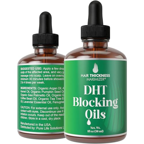 DHT Blocker for Women & Men - Vegan Thickening, Moisturizing & Strengthening Hair Serum - Topical Scalp Oil for Weak, Frizzy, Dry Hair - 1oz - DHT Blocking Oil