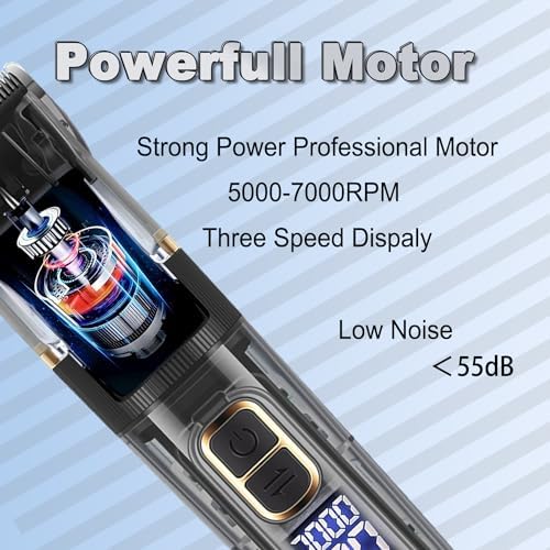 Professional Hair Clippers for Men,Barber Clippers for Hair Cutting,IPX7 Waterproof Hair Trimmers Cordless for Men Beard Trimmer,Wireless LCD Display Haircut Grooming Kit