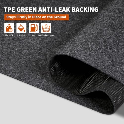 Towallmark Garage Floor Mat 8.5' x 6.6', Thick Premium Felt with Waterproof Backing, Heavy Duty Oil Absorbent Non-Slip Mat Protects Garage Floor for Large SUV, MPV, Pickup Truck & RV - size: 6.6' x 8.5'