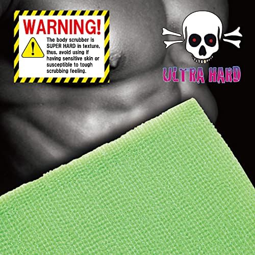 Extra Rough, Exfoliating Washcloth [Made in Japan] Exfoliating Towel Special Texture Makes Fluffy Foam Lather, Back Scrubber, Dead Skin Cell Remover [Loofah for Women and Men] (Green)