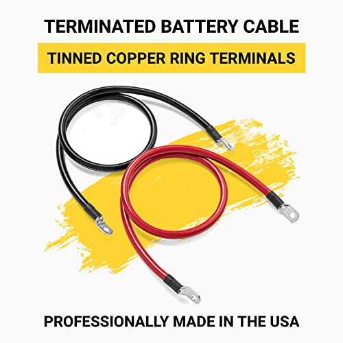 Spartan Power Battery Cable 3 Foot 4 Gauge AWG Wire Set 3/8" M10 Made in USA - color: 4 AWG-SET-3/8", size: 3-FT