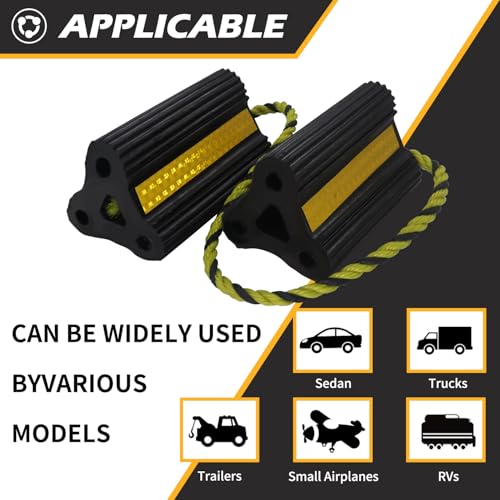 Wheel Chocks for RV Trailers 4Pair/8Pack with Rope, Rubber Tire Chocks Block Stopper with Reflective Strips for Camper Truck Car Wheel Immobilizers & Chocks, Travel Trailer RV Accessory - size: 160B-4pair8pack