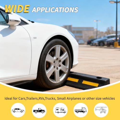 2 Pcs 3" H Parking Stopper for Garage Parking Aid Heavy Duty Rubber Wheel Stops Durable High-Visibility Tire Blocks Parking Aid Gadgets Tire Stops for Cars Trucks RVs with Bolt Installation - size: 3"H 2pcs