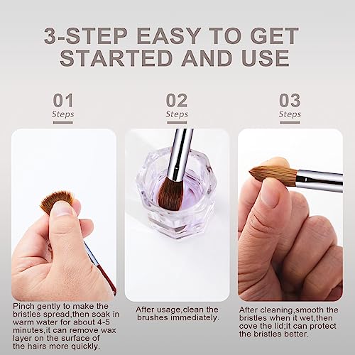Acrylic Nail Brush Size 8, 100% Real Kolinsky Art Nail Brush for Acrylic Powder Application, Handmade Women Manicure Nail Extension Tool for Professional DIY Home Salon and Beginners