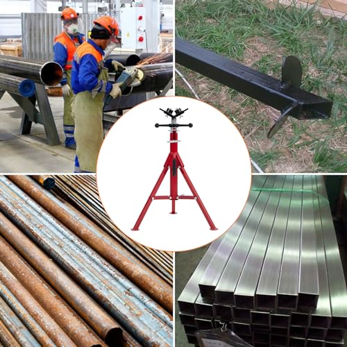 Folding Pipe Stand with 2-Ball Transfer V-Head, 28-52 Inch, 2500 Lbs | Heavy Duty Steel, Adjustable Height, Portable for Welding & Pipe Work - size: 28"-52" 2-Ball