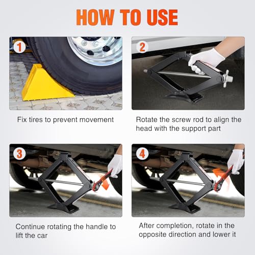 Nilight Scissor Jack Kit for Car 1.5 Ton(3307 lbs), Heavy Duty Portable Steel Scissor Lift Jack Car Tire Changing Kit with Ratchet & Lug Wrench for Sedan SUV MPV, 3.9''-13.6'' Lifting Range, Black - size: 1.5T with Ratchet & Lug Wrench Kit, Black