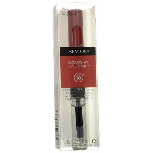 Revlon Liquid Lipstick with Clear Lip Gloss, ColorStay Overtime Lipcolor, Dual Ended with Vitamin E, 360 Endless Spice, 0.07 Fl Oz (Pack of 1)