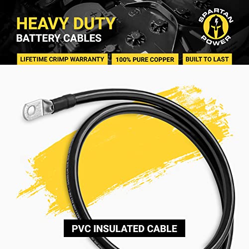 Spartan Power Black 5 Foot, Battery Cable, Negative Only 3/8" M10 Made in USA - color: 1/0 AWG-BLACK-3/8", size: 5-FT