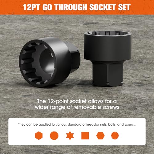 37Pcs 1/4" Metric Pass-Through Socket Set with Reversible Ratchet | Non-Slip Extractor Sockets for Damaged & Stubborn Fasteners - size: 37PCS 1/4" Metric