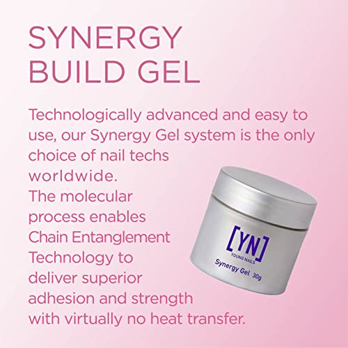 Young Nails Synergy Gel System, Building Gel - Hard Builder Gel, Superior Adhesion & Strength, Structured Nail Gel Builder - Build Gel, Pink, 30g