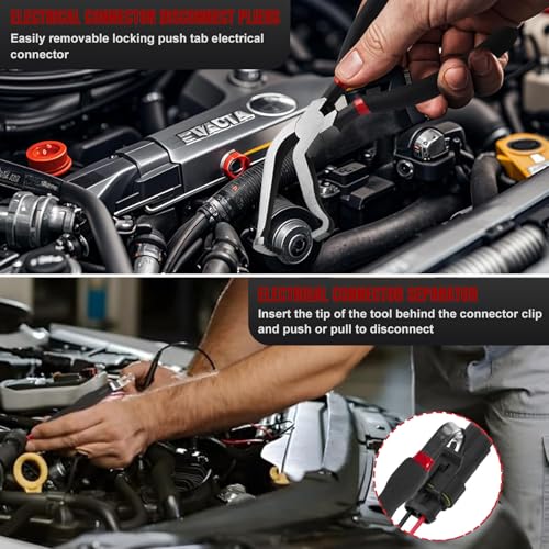 Electrical Disconnect Pliers 37980, Electrical Connector Separator 13120, 8in Automotive Tools Electrical Connector Pliers, Automotive Tools for Push Tab Style Plugs (2-Piece Set) - style: streat
