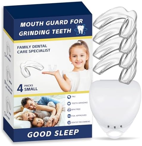 4 Pack Kids Mouth Guards for Teeth Grinding, Small Size, Comfortable Night Guard for Kids, Professional Mouth Guards, Effective for Clenching Teeth