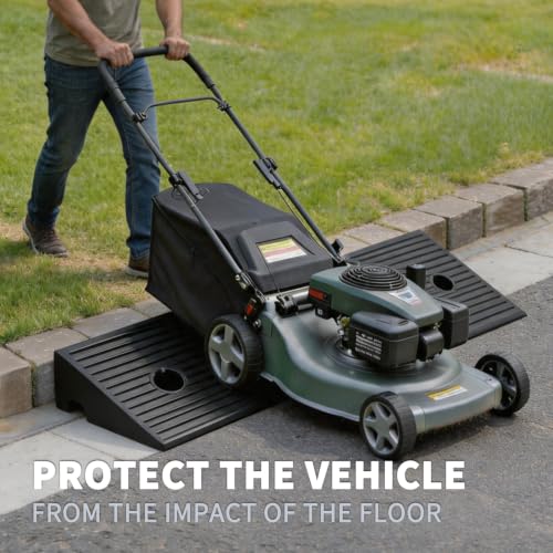2.0 Inch Rise Rubber Curb & Threshold Ramp 2 PCS 16.93"x5.91" | 7000lbs capacity, suitable for driveway, sidewalk, shed entry, cars, motorcycles, lawn mowers, Durable, Sturdy - size: 2.0"Height