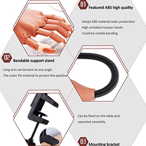 Practice Hand for Acrylic Nails, Flexible Nail Practice Hands Training Kits, Fake Mannequin Hands for Nails Practice, Movable Nail Mannequin Hand with 100PCS Nail Tips