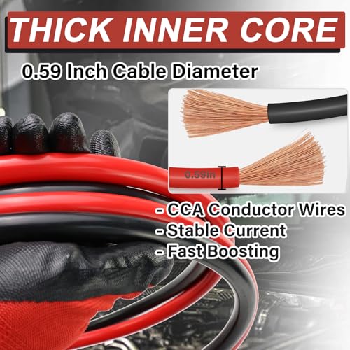 iMeshbean 2/0 Gauge Jumper Cables 30FT 5000A, Heavy Duty Jumper Cable for Car Van Truck, Automotive Booster Cables for Jump Starting Dead & Weak Batteries