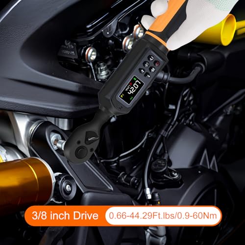 Uharbour 3/8" Drive Digital Torque Wrench 0.66-44.29 Ft.lbs/0.9-60Nm | ±1% Accuracy Electric Torque Wrench, Dual Direction Ratchet, Buzzer & LED Alert - size: 3/8" Drive 0.66-44.29 ft.lbs