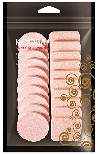 OWLFAVO 20pcs Makeup Powder Sponges Round and Square Latex Free Disposable Beauty Blender Foam Cosmetic Applicator Facial Puffs for Flawless Foundation, Sensitive and All Skin Types