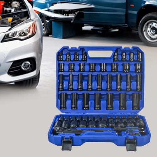 Pneumatic Accessory Kit — Comprehensive Air Tool Socket & Extension Set with Ratchet, Universal Joint, Blow-Mold Case (Set 2) - color: Set 2