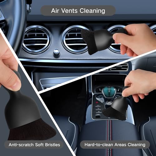 Qydipclin 11pcs Windshield Cleaner Tool, Car Window Cleaning Wash Kit with 6 Reusable Microfiber Pads 2 Spray Bottles and Extendable Handles Auto Glass Wiper Kit, Gray - color: Gray
