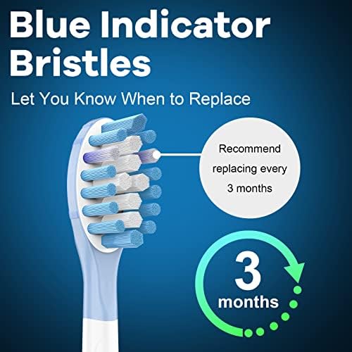 Toptheway Replacement Toothbrush Heads Compatible with Philips Sonicare C-3 Premium Plaque Control 4100 5100 6100, Replacement Heads for G3 W3 C2 G2, 10 Brush Heads, Full Size, White