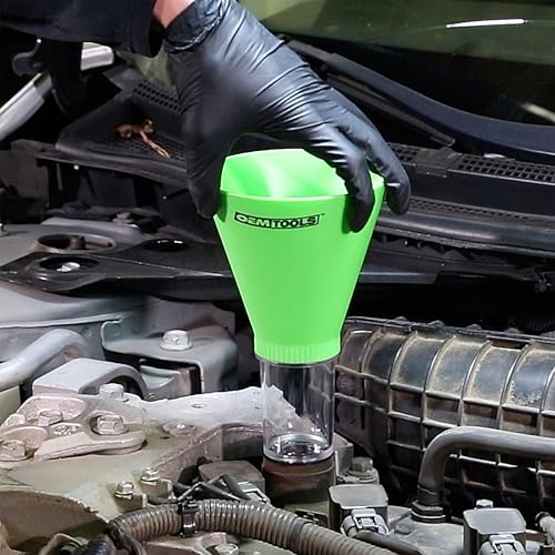 OEMTOOLS 87021 No Spill Oil Funnel for GM and BMW Vehicles, No Spill Oil Funnel Kit, Transparent Chamber, Plastic, Funnels for Automotive Use - size: GM and BMW