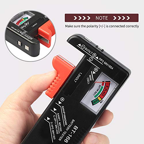 2Pcs Battery Tester for AA AAA C D 9V 1.5V Household Batteries | Universal Battery Tester Checker For Button Cell Model BT-168 Requires No Battery for Operating - color: 2Pcs