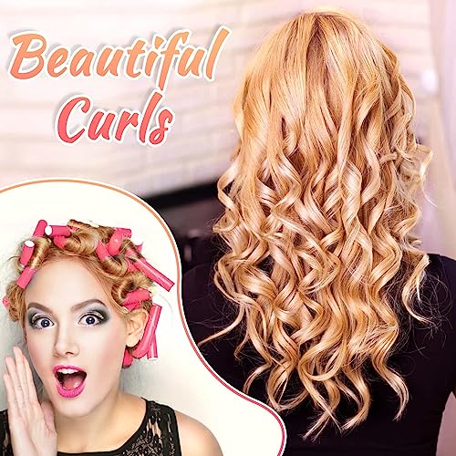 Selizo 30Pcs 9.45"x0.55" Flexible Hair Rollers, Foam Curlers for Short, Medium and Long Hair, No Heat Curlers, Hair Rods - Pink(Diameter 0.55')