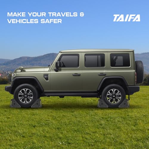 Taifa Rubber Wheel Chocks for Travel Trailers, Heavy Duty RV Wheel Stoppers Tire Chock with Portable Handle for Camper Cars Trucks etc., Black, 2 PCS - color: Rubber-2Pcs