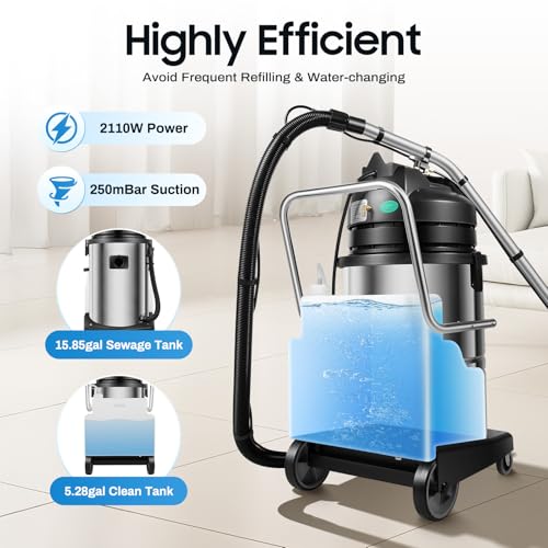 60L/15.85Gal Commercial Carpet Cleaner Machine, 2110W 110V Heavy Duty Extractor Vacuum Washing Machine Portable Carpet Sofa Curtain Cleaner Vacuum Cleane for Car Detailing, Hard Floor (Two Packages)