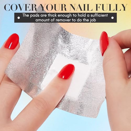 Makartt Nail Polish Nail Gel Remover - Soak Off Gel Nail Polish Remover Foil Wraps 200pcs with Larger Cotton Pad 1 pcs Cuticle Pusher Valentine's Day Gift, R-01
