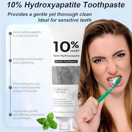 Nano-Hydroxyapatite Toothpaste, New Upgraded Formula, Strengthens Enamel,Fluoride-Free Toothpaste ，Gentle on Sensitive Teeth 4.23oz 2pc