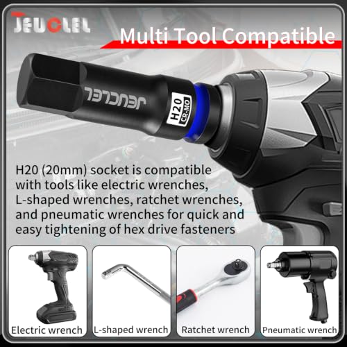20mm Hex Impact Bit Socket, H20 1/2" Drive Allen Socket, Cr-Mo | 3-Inch, Lengthen Hex Screwdriver Adapter for Electric Ratchet Wrenches Fastening Screws, Socket Wrench, Head Drill - size: 1PC | H20 20MM
