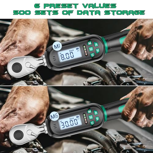 1/4" Drive Digital TorqueWrench, 1.11-22.13 Ft.lb/1.5-30 Nm, Preset Value, Buzzer/LED, ±2% Accuracy, for Gunsmithing, Bike & Motorcycle Maintenance - size: 1.1-22.1 Ft-lb/1.5-30 Nm, style: 1/4-Inch