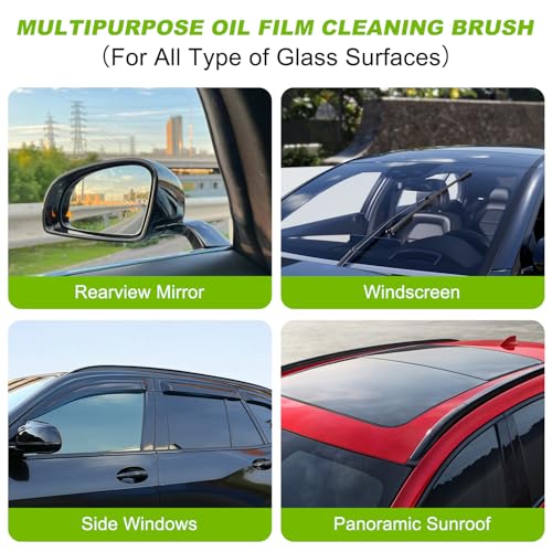 Yicengy Automotive Oil Film Cleaning Brush, 2026 New Car Windshield Oil Film Remover for Car Windows Includes 1 Refill Bottle, Glass Coating Cleaner Board, Anti-Rain Fog, Improves Clarity (2pcs) - color: 2pcs