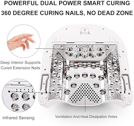 M - GlowPro Professional Hybrid 86W Wireless Rechargeable UV LED Nail Curing Lamp Cordless Nail Dryer for Gel Nails, Manicure, Pedicure (Ombre Purple)