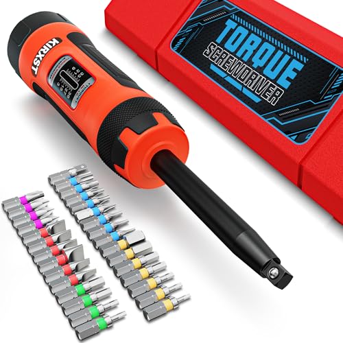 32 PCS 1/4" Drive Long Shank Torque Screwdriver, 3-39 Inch Pound Torque Screwdriver Set with S2 Bits and Socket Adapter for Maintenance, Tools, Bike Repairing and Mounting - size: 3-39inch.L