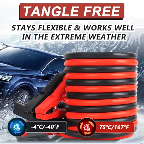 iMeshbean 2/0 Gauge Jumper Cables 30FT 5000A, Heavy Duty Jumper Cable for Car Van Truck, Automotive Booster Cables for Jump Starting Dead & Weak Batteries