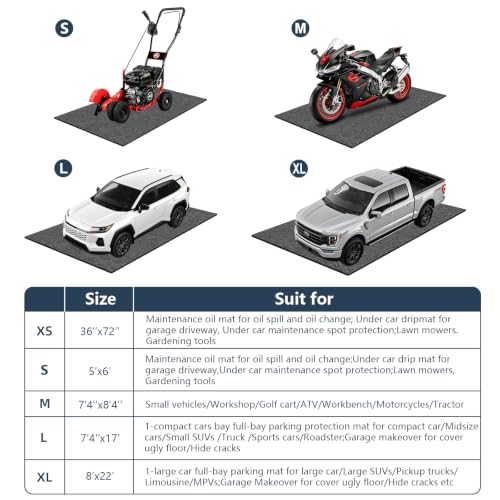 Garage Floor Mat for Under Golf Cart,7'4''X8'4'' Oil Spill Garage Mats | Non-Slip Backing,Absorbent,Contain Liquid,Waterproof,Protect Driveway Garage Surface,Washable Reusable,ATV/Motorcycle Parking - size: Garage Floor Mat 7'4'' x 8'4''-1PK