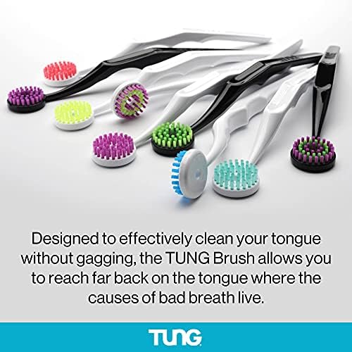 Tung Plastic Tongue Scraper with Protective Caps, Tongue Brush, Tongue Cleaner for Adults, Scrubber, Plastic, Fight Bad Breath and Halitosis | Tongue Scraper Cleaner, Made in America, 2-Pack w/Cap