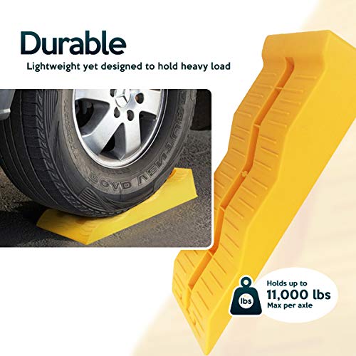 ZONETECH Automotive Leveling Ramps - 4 Packs Premium Quality Camper Trailer SUV Car Wheel Chocks, Leveler, Stabilizer on Uneven Ground- Great for Raising Auto - color: Yellow 4