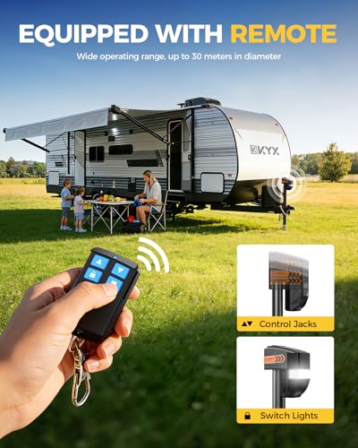 KYX Electric Trailer Jack 7500lb with Remote, with Crank Handle & Cover | KYX Electric Trailer Jack 5000lb with Remote, 9.84“-33.85“ Lift with Jack Cover for RVs & Travel Trailers, Black - size: 7500lb