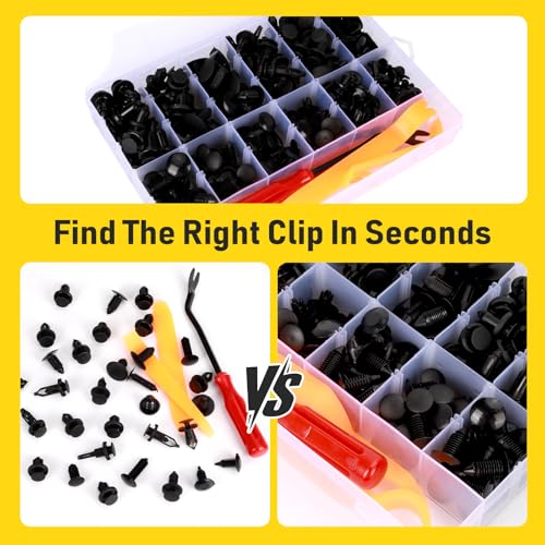 2Sets 260PCS Car Bumper Retainer Clips Kit - Auto Plastic Rivets & Push Fasteners Set, Most Popular Sizes for Door Trim, Panel, Fender - Compatible with GM, Ford, Toyota, Honda, Chrysler - size: 2X260pcs+5tool