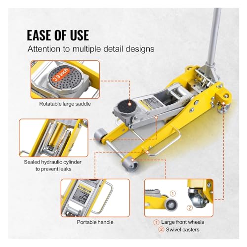 3T/2T Floor Jack Aluminum Hydraulic Racing Car with Dual Piston Lift Pump for Auto Repaire(3T Aluminum) - color: 3T Aluminum