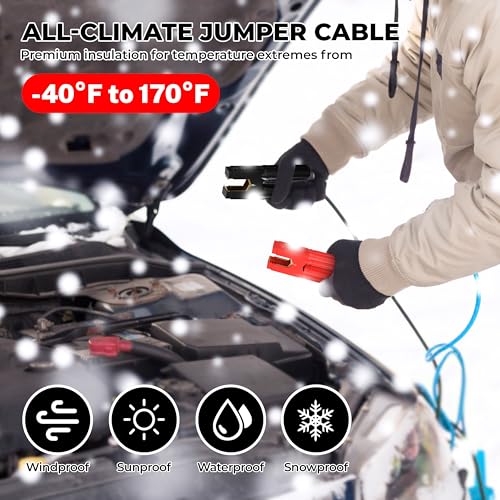 0 Gauge 25 Feet Jumper Cables Heavy Duty for Car, 1000 Amp Automotive Booster Battery Jumper Cables for SUV and Trucks with Carry Bag, Gloves, Brushes - size: 0 Gauge 25FT