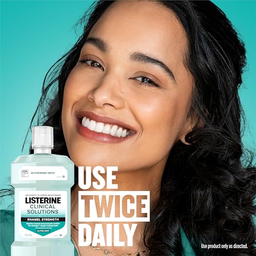 Listerine Clinical Solutions Mouthwash, Enamel Strength, Daily Anticavity Fluoride Mouthwash to Repair Tooth Enamel & Help Prevent Tooth Decay, Alpine Mint, 1 L, 2 Pack