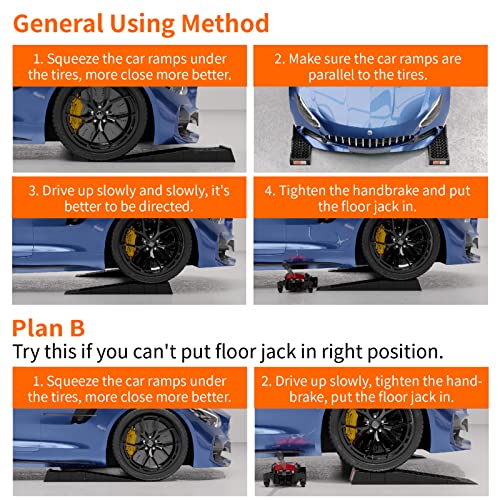 OULEME Low Profile Car Service Ramp with Anti-Slip Pads, 2-1/2" Lifting Height, 4 Pack, Portable for Lift Lowered Low Down Rise Clearance Racing Sports Car Vehicle Maintenance - size: L27.5" (4 PACK)